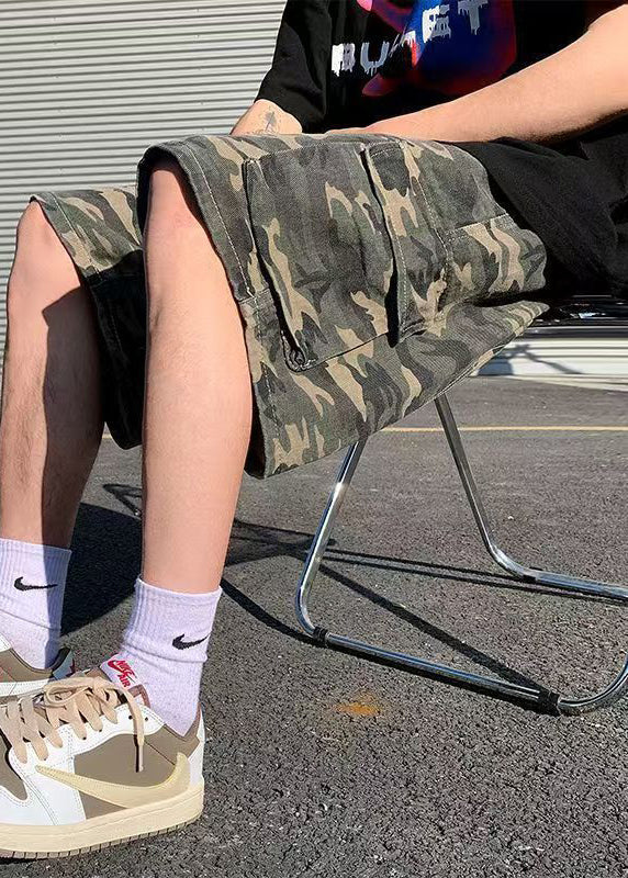Shorts Camouflage Cotton Mens Classy Pockets Summer Drawstring