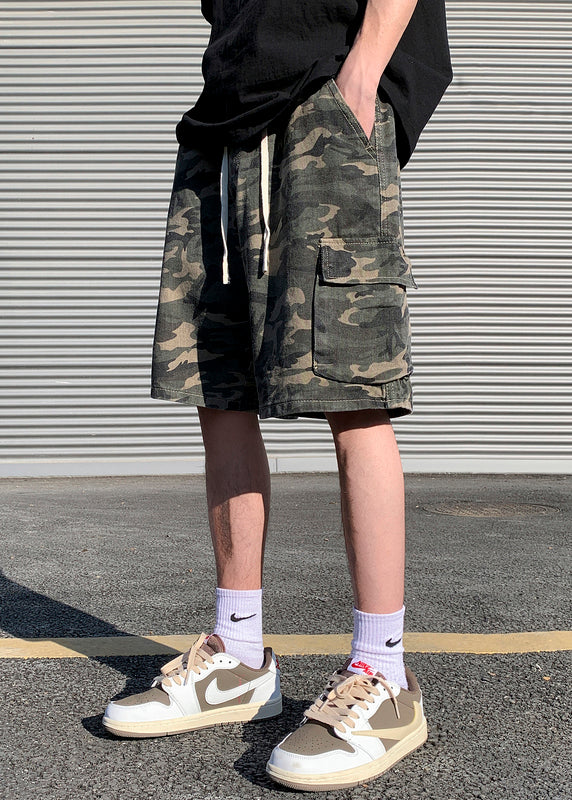 Shorts Camouflage Cotton Mens Classy Pockets Summer Drawstring