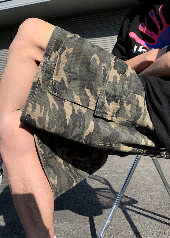 Shorts Camouflage Cotton Mens Classy Pockets Summer Drawstring