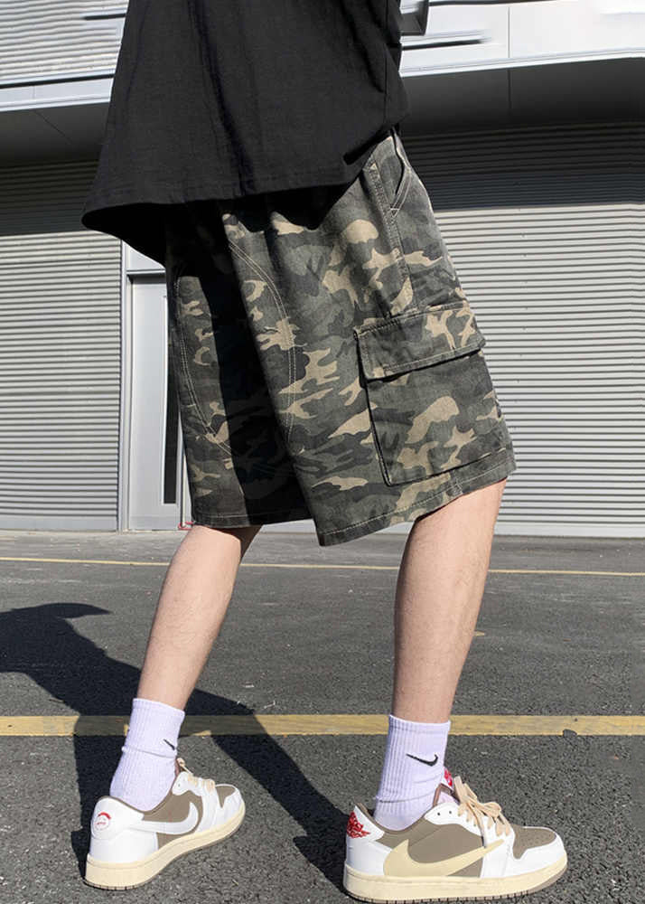 Shorts Camouflage Cotton Mens Classy Pockets Summer Drawstring
