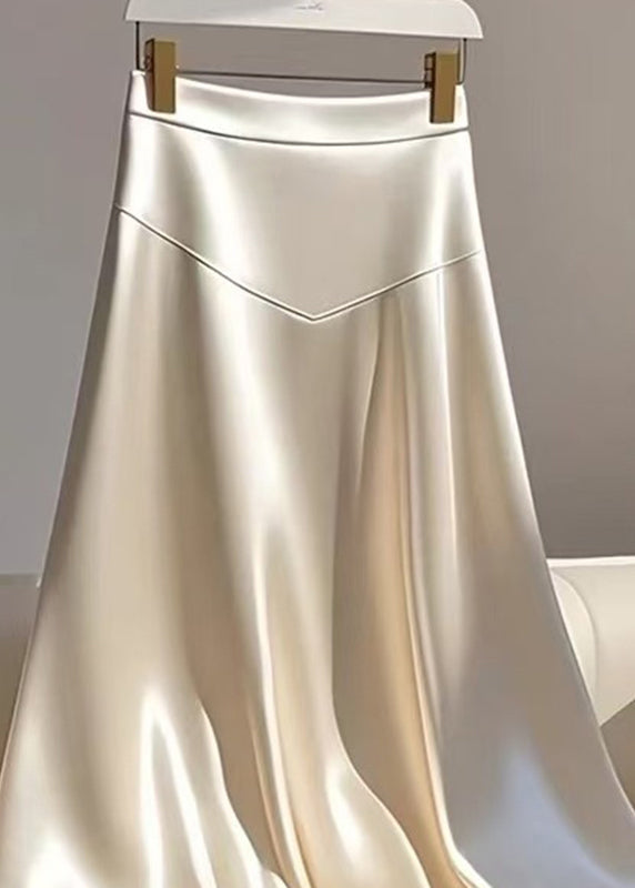 High Classy Waist Silk Summer Skirt Champagne Patchwork Maxi