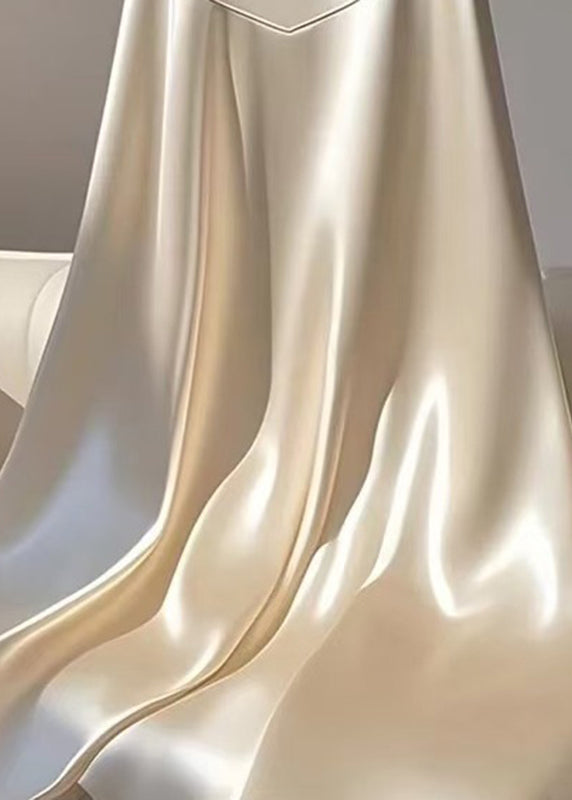 High Classy Waist Silk Summer Skirt Champagne Patchwork Maxi