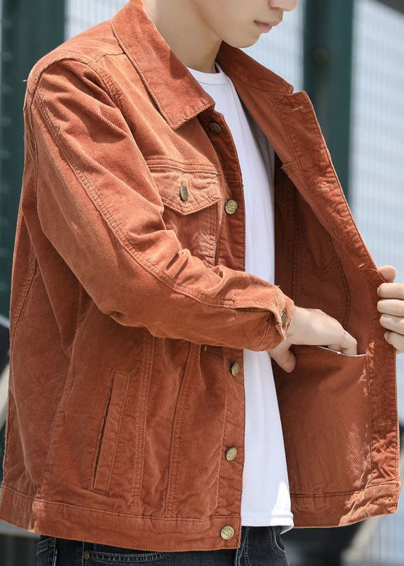 Spring Khaki Pan Corduroy Mens Collar Classy Coats Button Peter