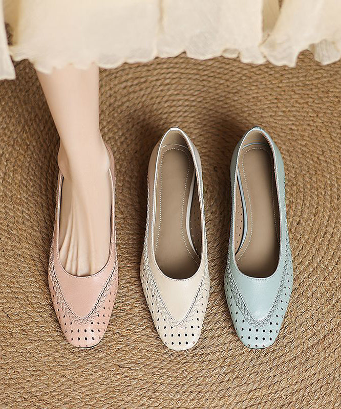 Hollow Sheepskin Flat Feet Shoes Light Classy Blue Out