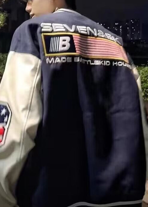 Classy Navy Embroideried Patchwork Cotton Men Coat Spring TC052