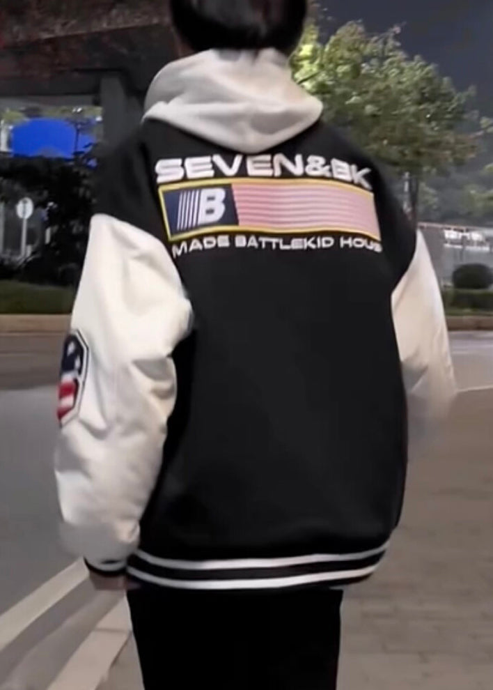 Classy Navy Embroideried Patchwork Cotton Men Coat Spring TC052