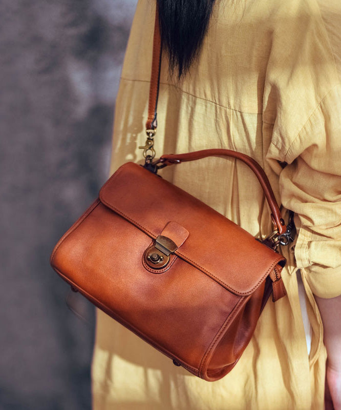 Classy Bag Durable Solid Versatile Messenger Orange Leather