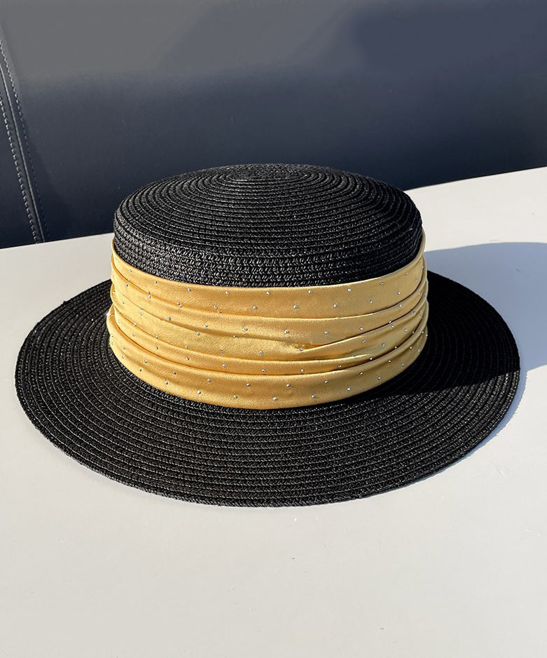 Hat Purple Satin Classy Cloche Woven Zircon Straw