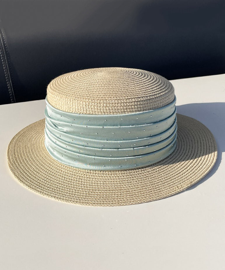 Hat Purple Satin Classy Cloche Woven Zircon Straw