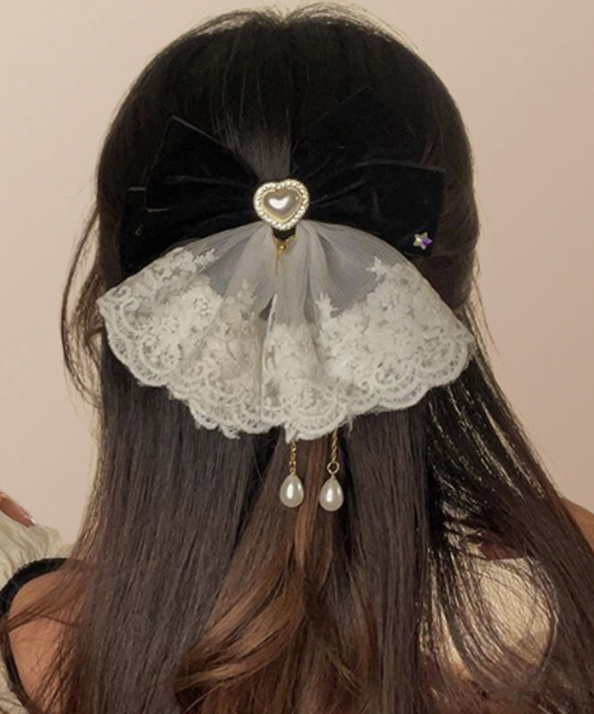 Hairpin Love Red Crystal Tassel Bow Alloy Classy