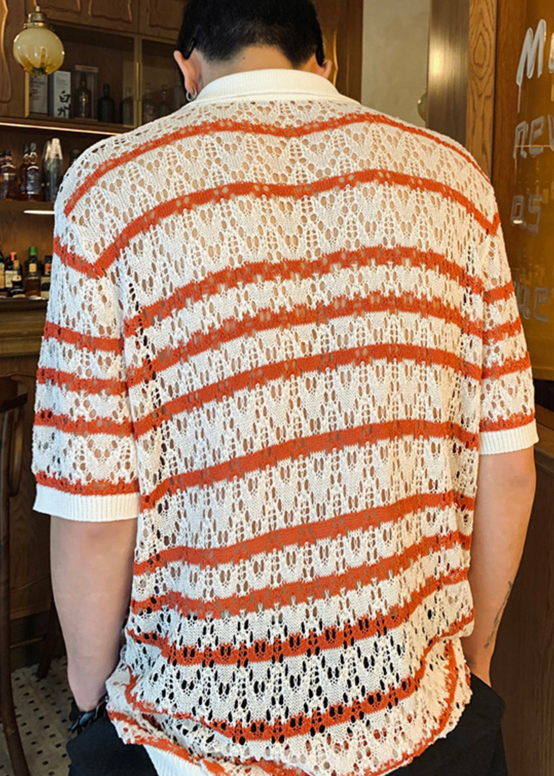 Shirts Summer Knit Striped Hollow Red Classy Polo Mens Out