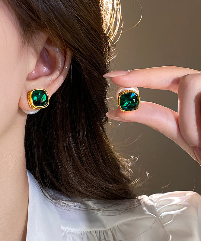 Classy Pearl Earrings Alloy Copper White Stud Zircon