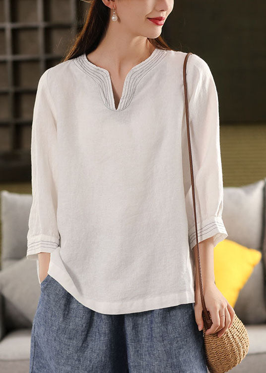 Fall Tops Oversized Shirt White Linen Classy