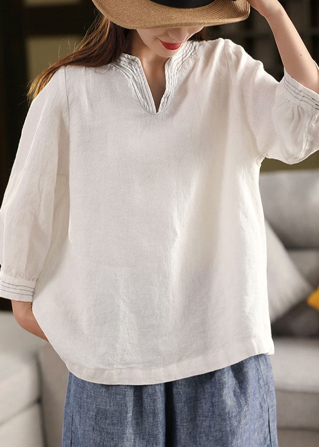 Fall Tops Oversized Shirt White Linen Classy