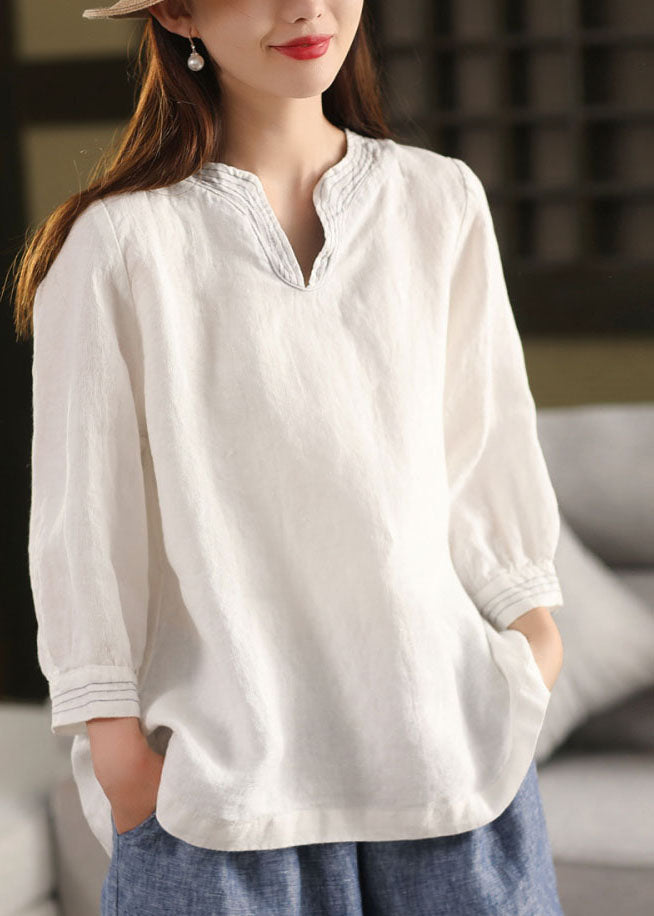 Fall Tops Oversized Shirt White Linen Classy