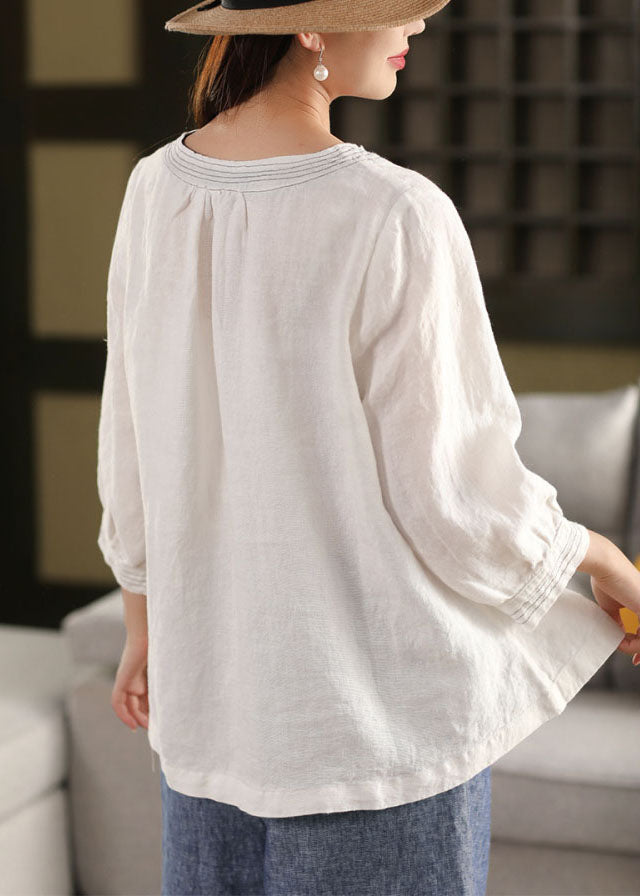 Fall Tops Oversized Shirt White Linen Classy