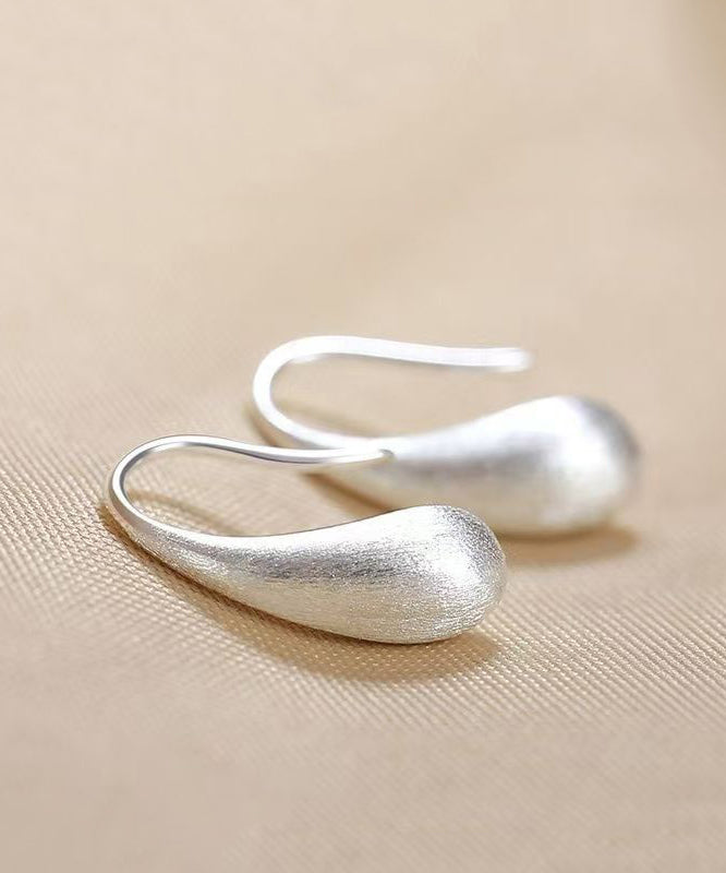 Silver Water Drop Hoop Classy Sterling White Earrings