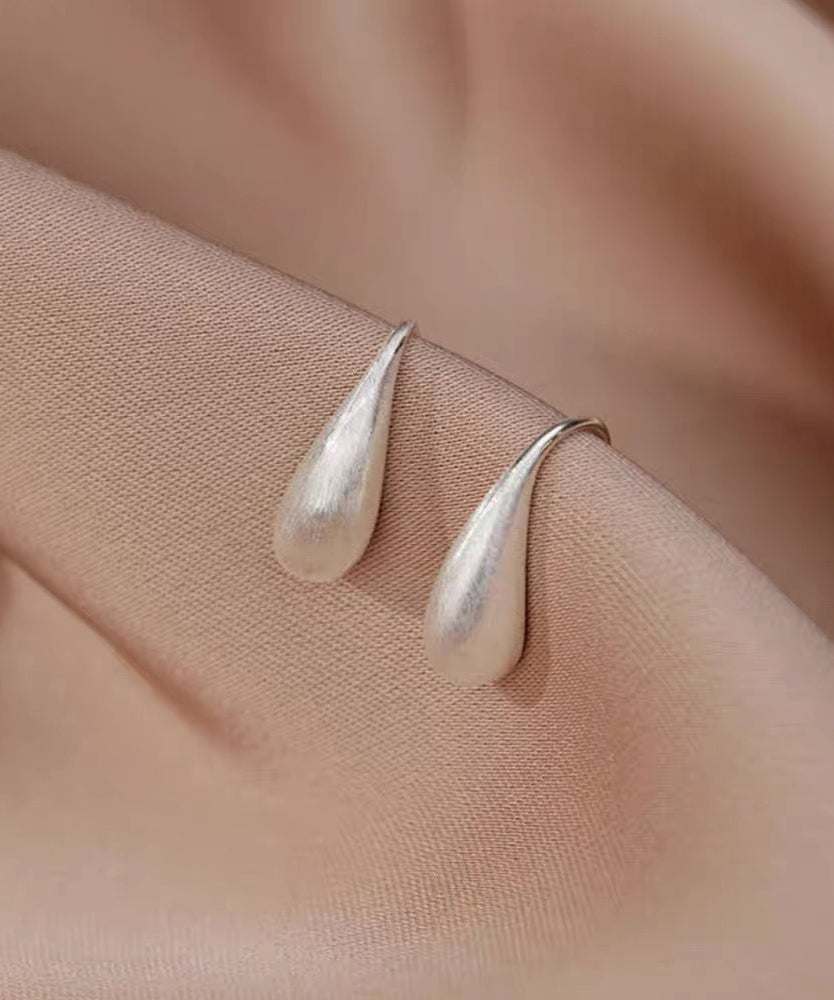 Silver Water Drop Hoop Classy Sterling White Earrings