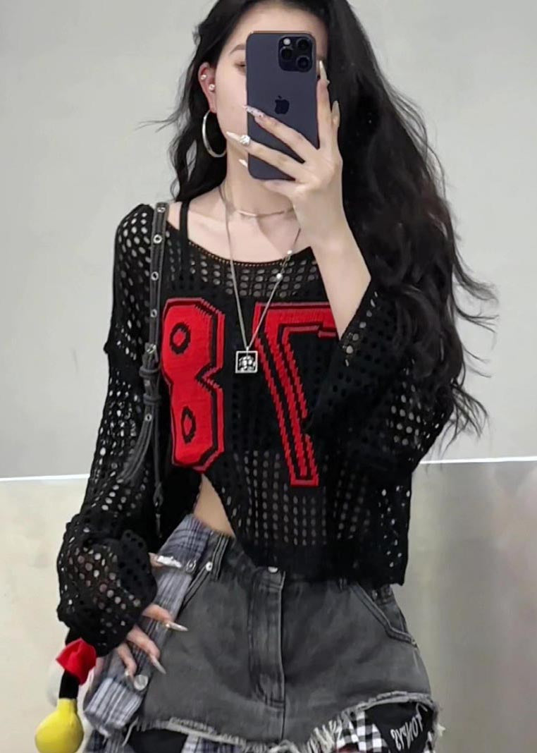 Embroidered Classy Knit Summer Out Hollow Yellow Tops