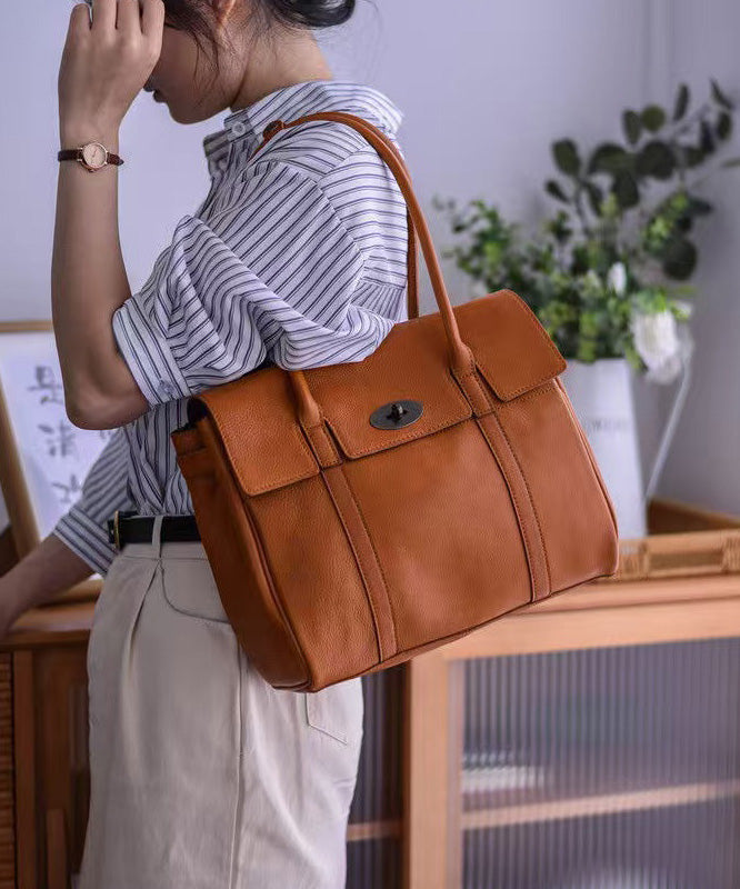 Shoulder Leather Bags Classy Durable Solid Yellow