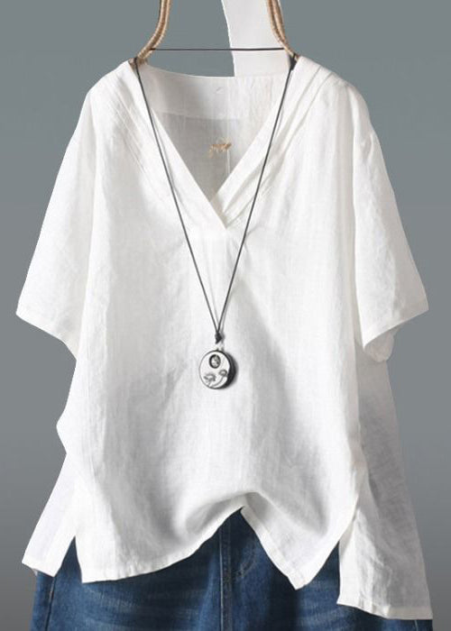 Yellow V Shirt Open Linen Classy Side Summer Neck Top