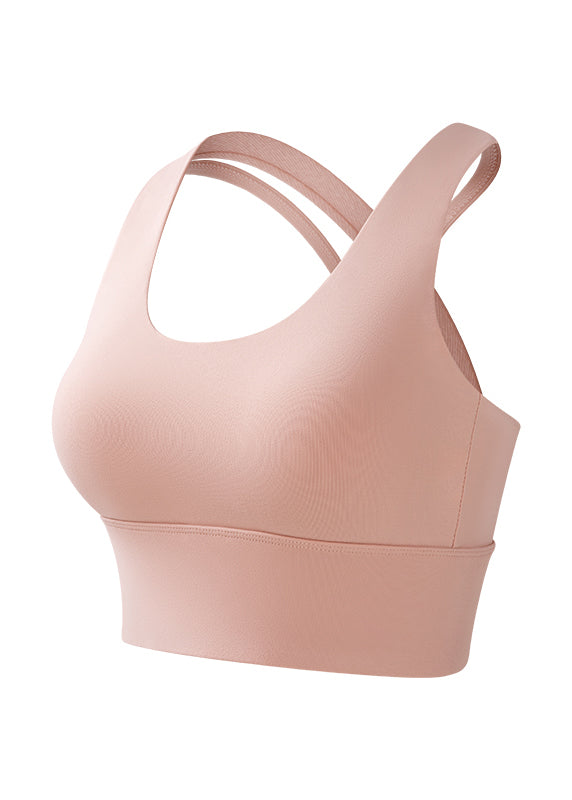 Pink Bra Crop Club O-Neck Top Solid