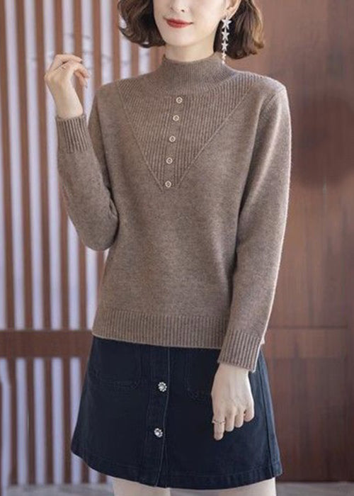 Coffee Cozy Knit Wool Knit Sweaters Turtleneck Spring TB004