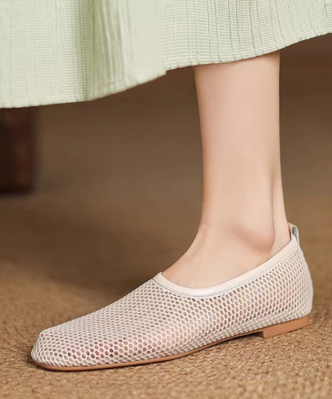 Out Hollow Comfortable Hiking Sandals Beige Sheepskin