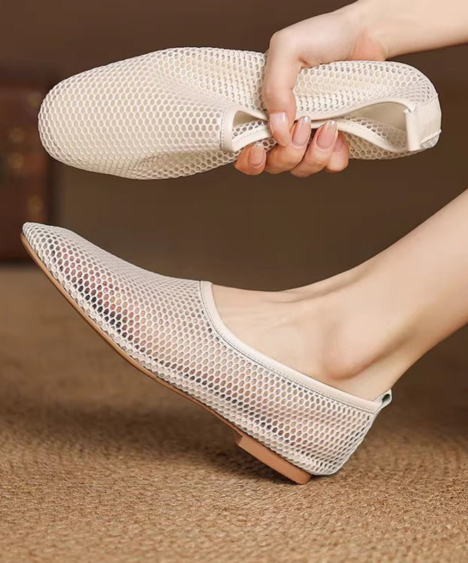 Out Hollow Comfortable Hiking Sandals Beige Sheepskin