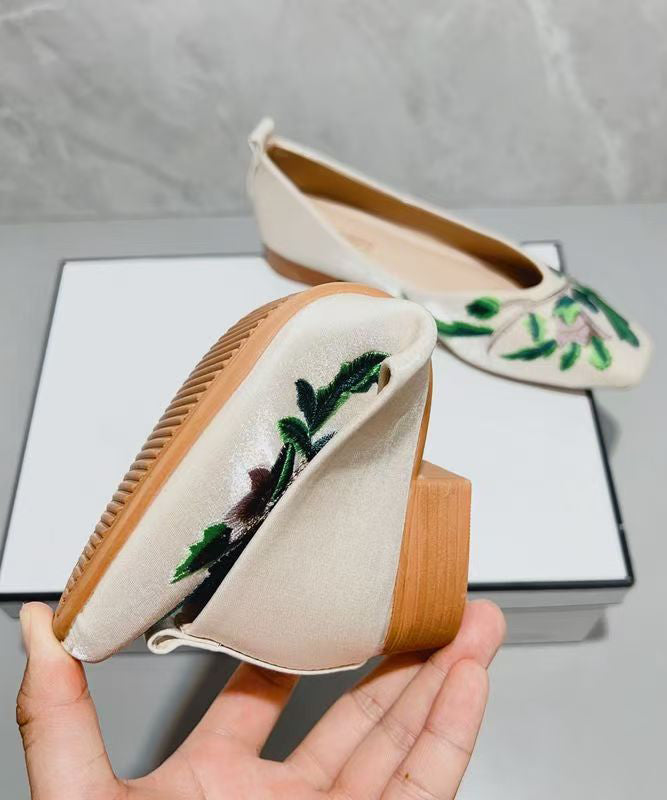 Feet Shoes Flat Comfortable Light Embroidered Green Splicing