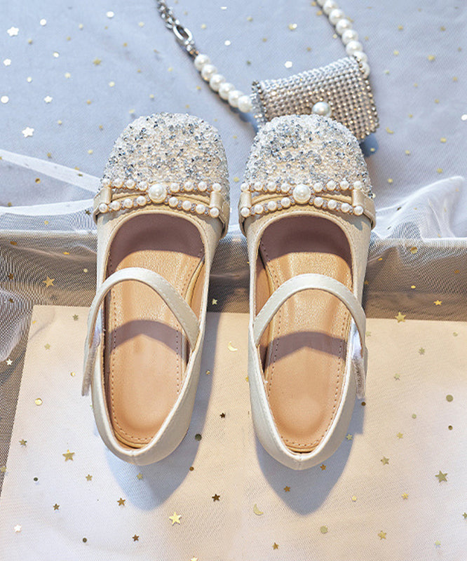Shoes Strap Feet Comfy Zircon Apricot Flat Girls Buckle