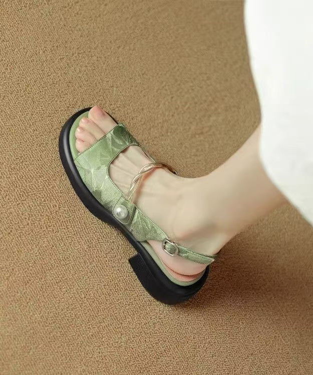 Chunky Toe Strap Buckle Black Comfy Splicing Peep Sandals