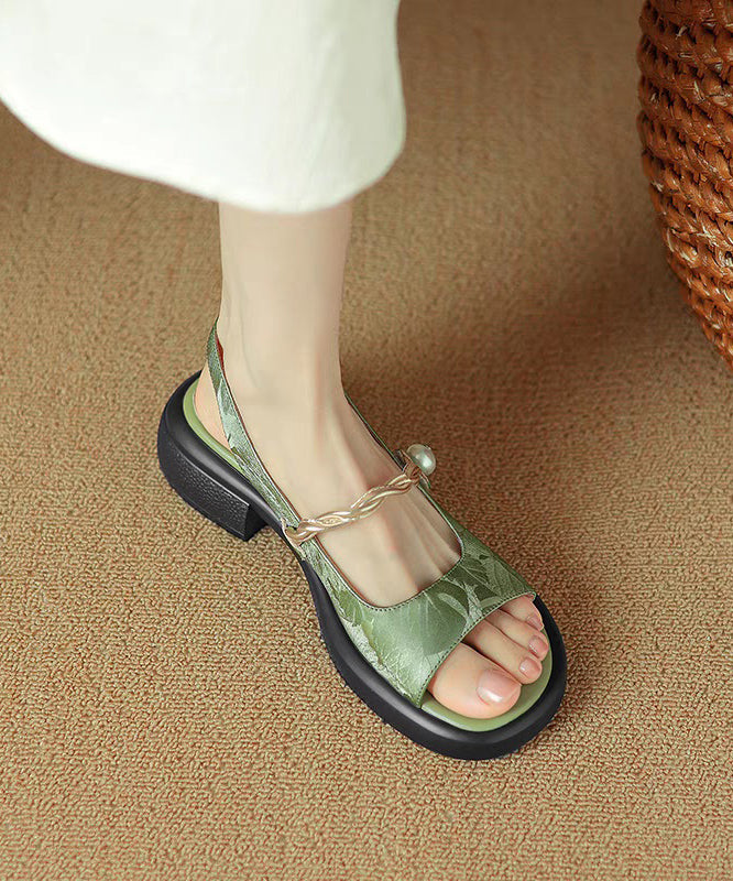 Chunky Toe Strap Buckle Black Comfy Splicing Peep Sandals