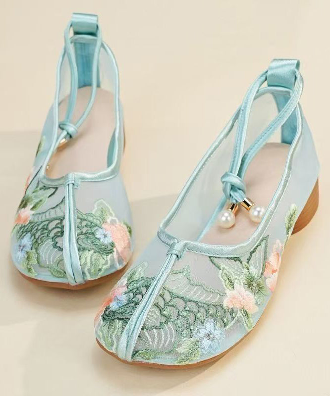 Shoes Breathable Embroidered Flat Green Mesh Comfy