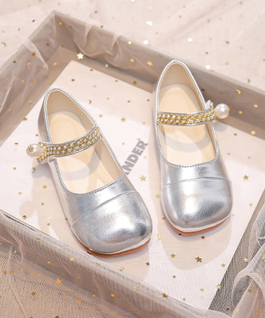 Buckle Kids Shoes Flat Comfy Beige Strap Leather Girls Feet Faux