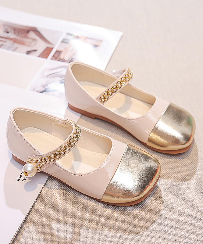 Buckle Kids Shoes Flat Comfy Beige Strap Leather Girls Feet Faux