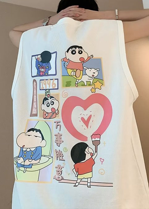 Print Summer Oversized Black Tanks Cotton Neck Cool O Men