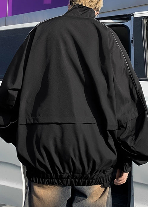 Cool Cotton Coats Mens Spring Black Up Pockets Zip