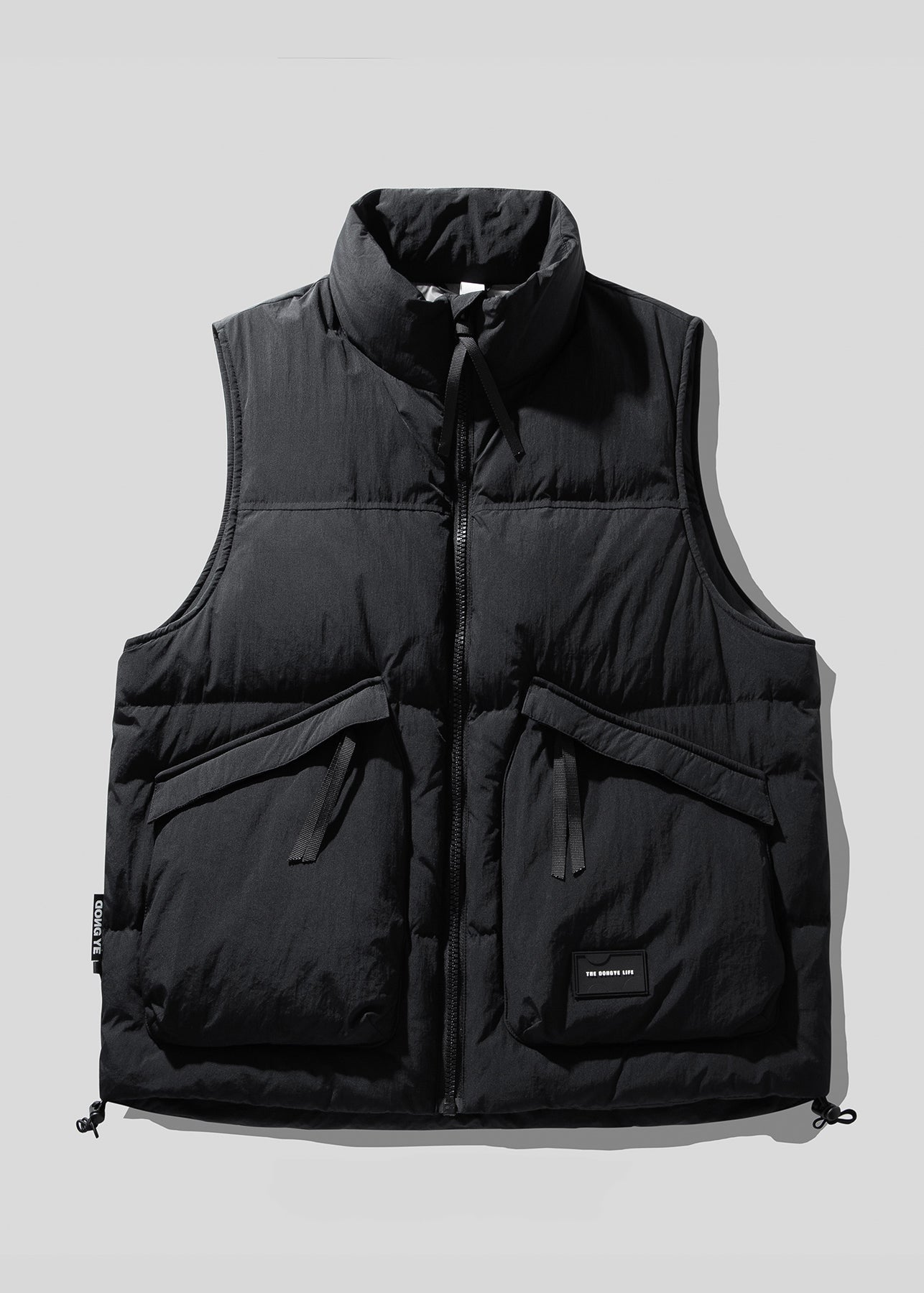 Cool Brown Stand Collar Zip Up Duck Down Men Vests Winter TK022