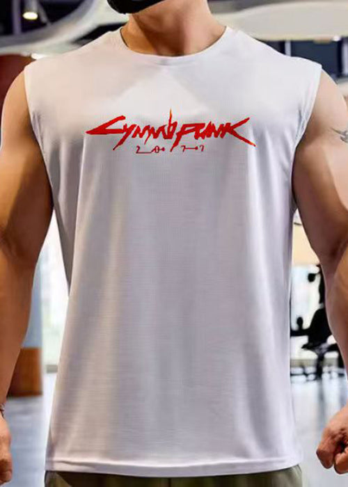 Print Cool Khaki Tank Cotton Men's Cozy Sleeveless