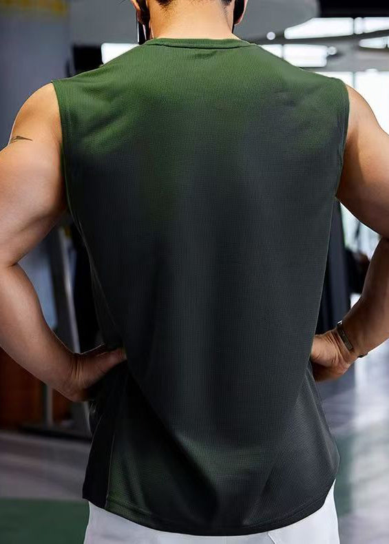 Print Cool Khaki Tank Cotton Men's Cozy Sleeveless