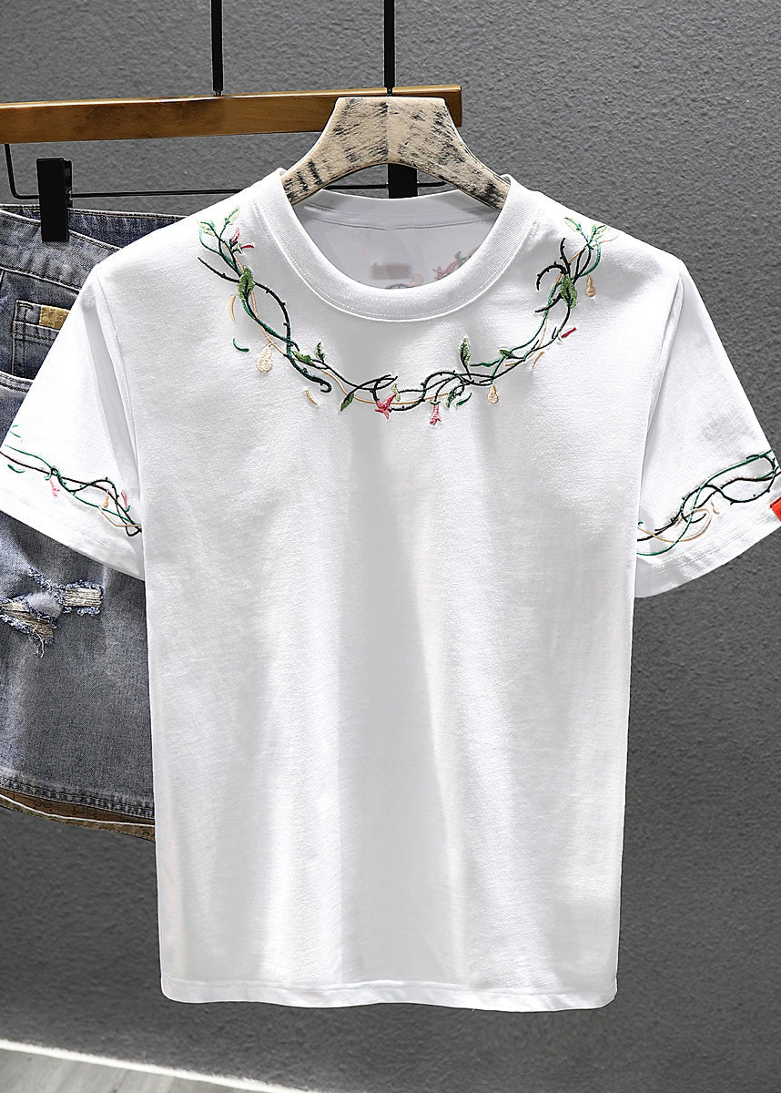 Shirts Best Cool For Summer Cotton White Embroideried Men T