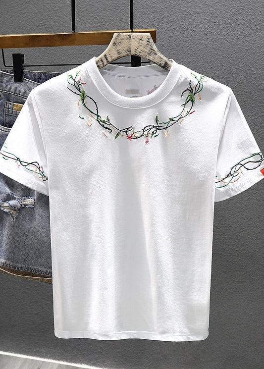 Shirts Best Cool For Summer Cotton White Embroideried Men T