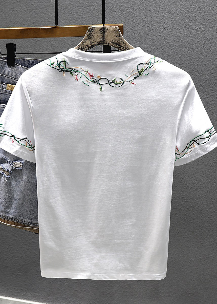 Shirts Best Cool For Summer Cotton White Embroideried Men T