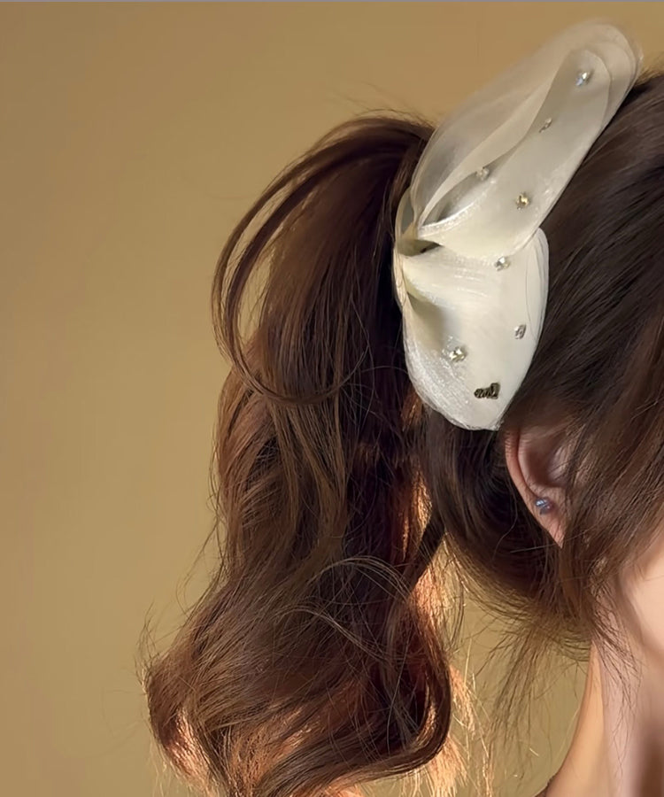 Cute Zircon Beige Hairpin Tulle Butterfly