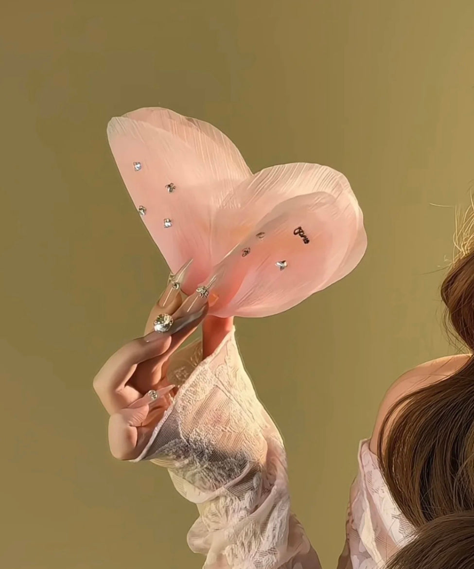Cute Zircon Beige Hairpin Tulle Butterfly