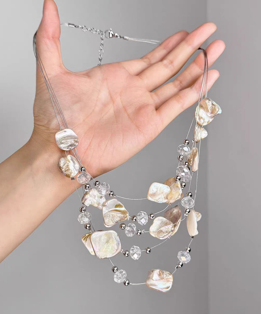 Layered Alloy Pendant Shell Cute Pink Necklace