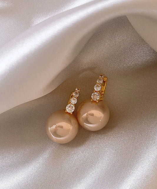 Cute Earrings Copper Pink Alloy Pearl Hoop