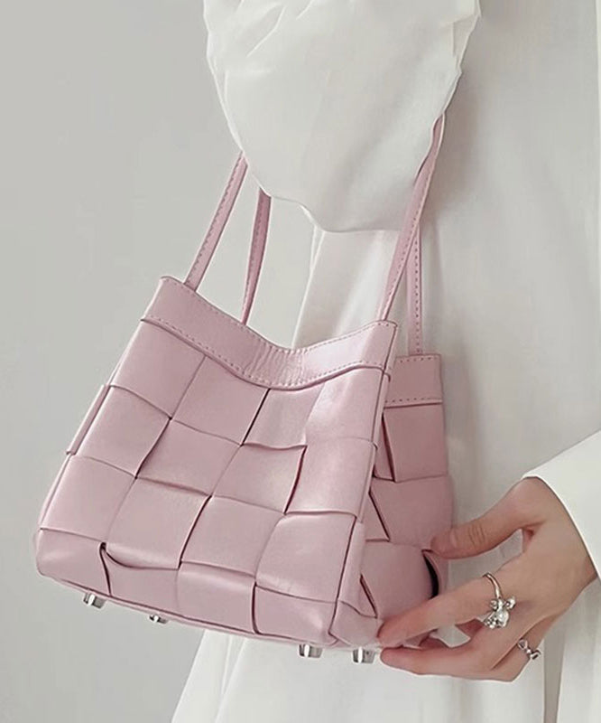 Cute Pink Faux Leather Braid Satchel Handbag UU1072