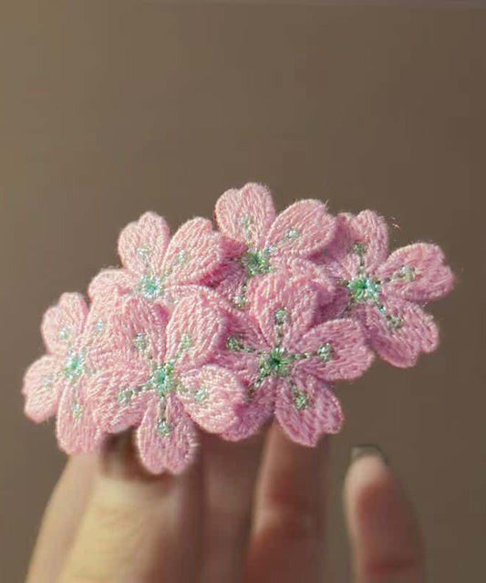 Embroidery Floral Cute Knit Pink Hairpin